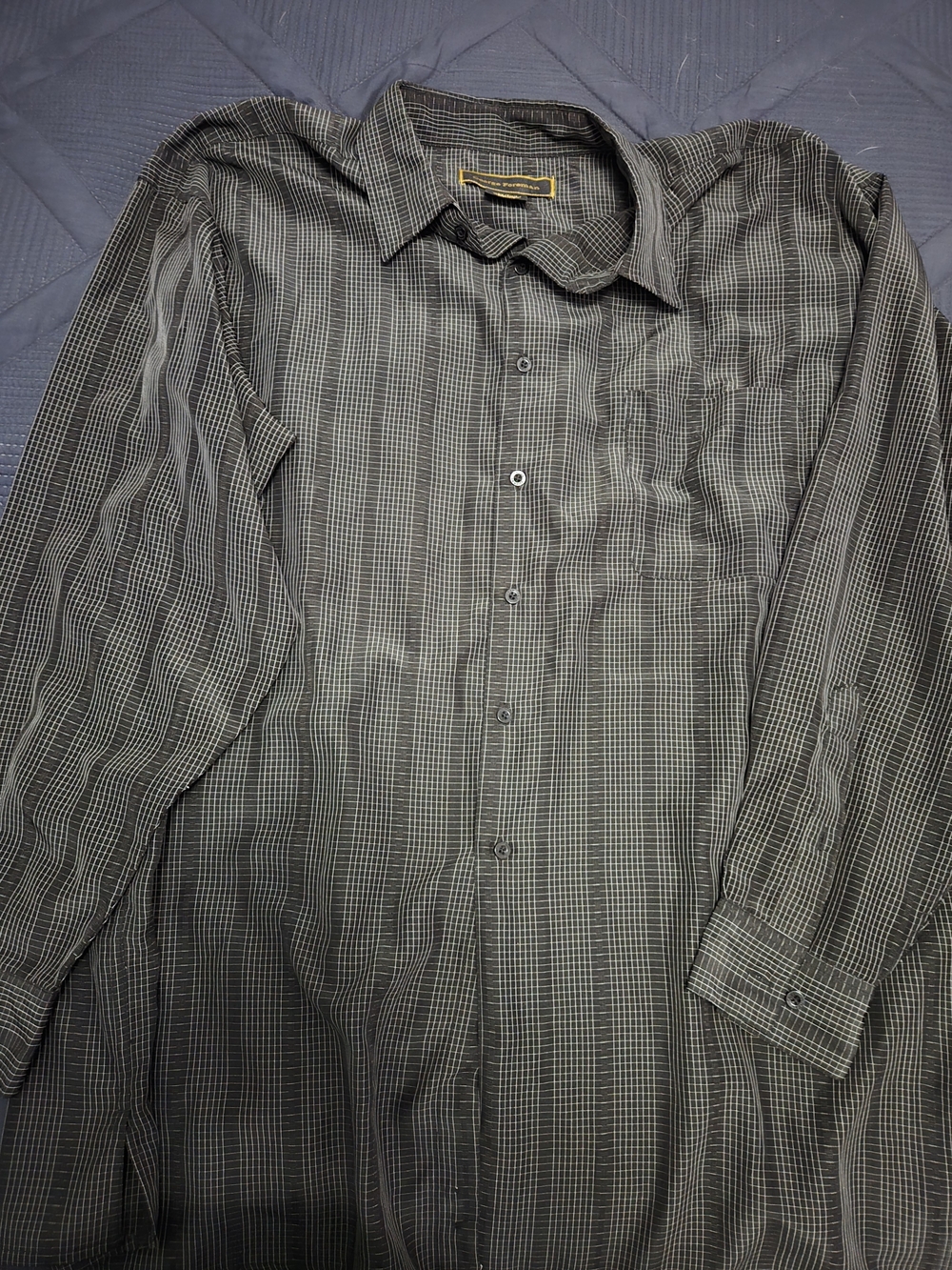 Men's George Foreman Long-Sleeve Checked Dress Shirt - Black #337